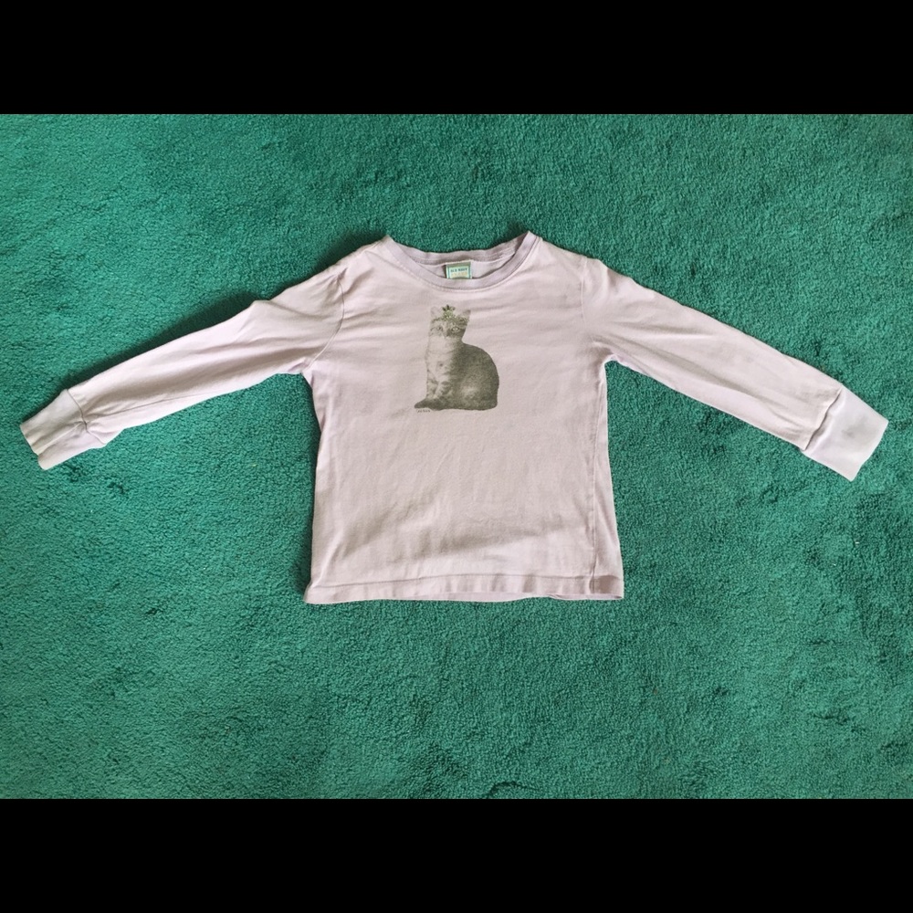 Old Navy Purple LS Top Cat w Rhinestones Small 6-7